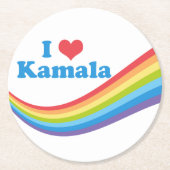 私はカマラカワイレインボーが大好き ラウンドペーパーコースター (正面)