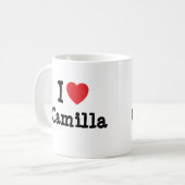 私はカミラのハートTシャツが大好きです コーヒーマグカップ (正面左)
