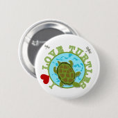 私はカメのTシャツおよびギフトを愛します 缶バッジ (正面&裏面)