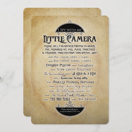 私はカメラの印刷の写真の家族会のゲームを調査します 招待状 (正面/裏面)