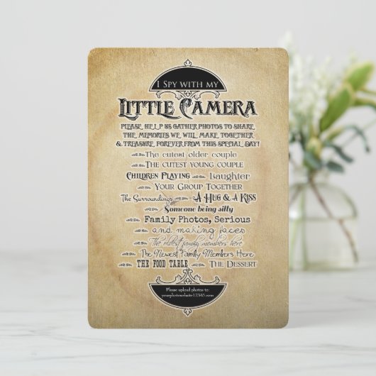 私はカメラの印刷の写真の家族会のゲームを調査します 招待状 (スタンド正面)