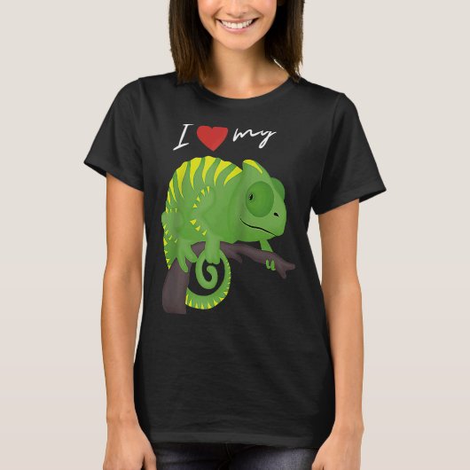 私はカメレオンリザードラグランが大好き Tシャツ (正面)