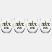 私はカモフラージグリーンブラウンが大好き | ステムなしワイングラス (正面)