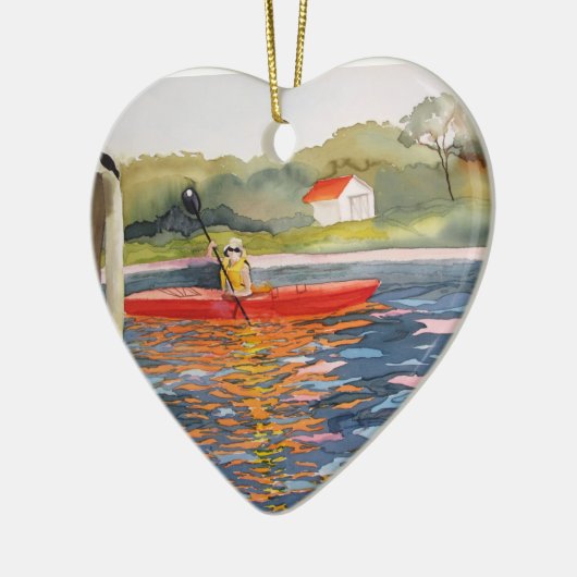 私はカヤックを漕ぐオーナメントを愛します セラミックオーナメント (左)