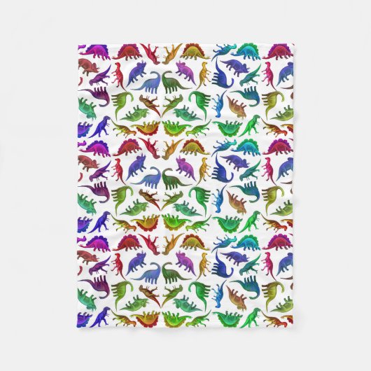 私はカラフルな恐竜のフリースブランケットを愛します フリースブランケット (正面)