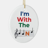 私はカラフルバンド音楽ノートの音楽ユーモアを持っている セラミックオーナメント (右)