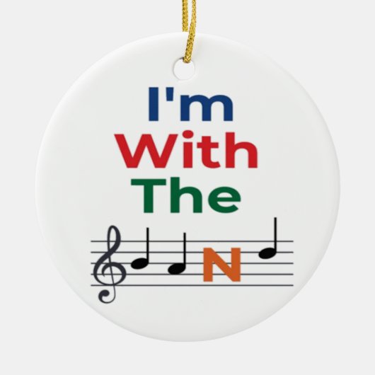 私はカラフルバンド音楽ノートの音楽ユーモアを持っている セラミックオーナメント (正面)