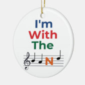 私はカラフルバンド音楽ノートの音楽ユーモアを持っている セラミックオーナメント (左)