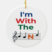 私はカラフルバンド音楽ノートの音楽ユーモアを持っている セラミックオーナメント (裏面)