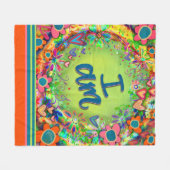 私はカラフルフローラインスピレーション フリースブランケット (正面(横))