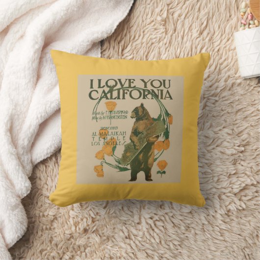 私はカリフォルニアくまの装飾用クッション16 x 16愛します クッション (ブランケット)