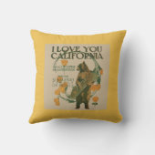 私はカリフォルニアくまの装飾用クッション16 x 16愛します クッション (裏面)
