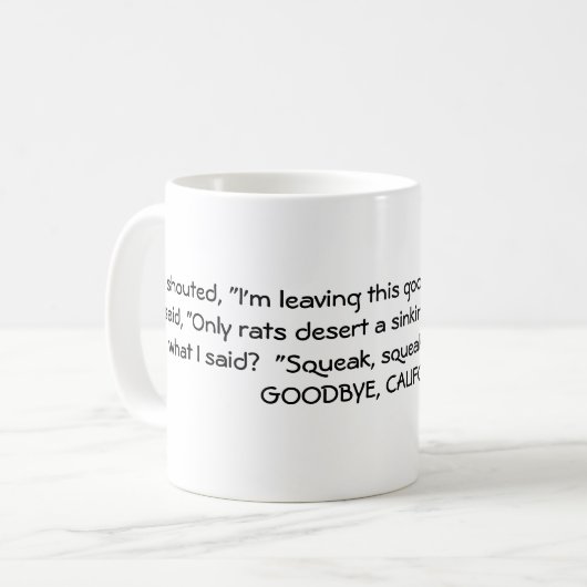 私はカリフォルニアマグを憎みます コーヒーマグカップ (正面左)