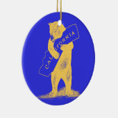 私はカリフォルニア愛します--青および金ゴールド セラミックオーナメント (右)