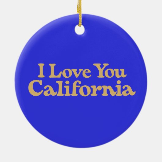 私はカリフォルニア愛します--青および金ゴールド セラミックオーナメント (裏面)
