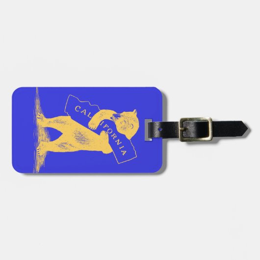 私はカリフォルニア愛します--青および金ゴールド ラゲッジタグ (正面横)