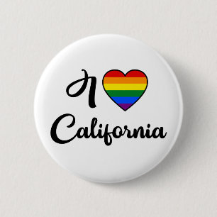 私はカリフォルニア LGBT虹のプライドボタンを愛します 缶バッジ