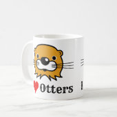 私はカワウソが大好きだ。感謝の意。Loves Otters コーヒーマグカップ (正面左)
