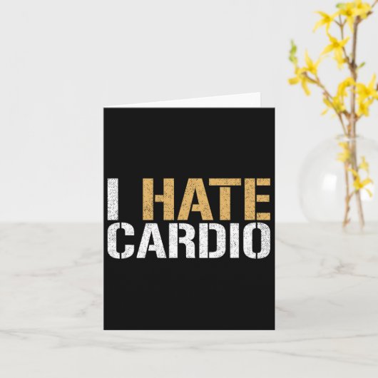 私はカーディオおもしろいフィットネス重量挙げボディービル嫌い カード (黄色い花)