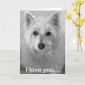 私はカード-かわいいWestie犬カード愛します カード (黄色い花)