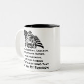 私はカ走フェイン、皮肉、不適切なユーモア、 ツートーンマグカップ (正面左)