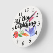 私はガーデニングかわいいガーデンギフトガーデナーを掘る ラウンド壁時計 (傾斜)