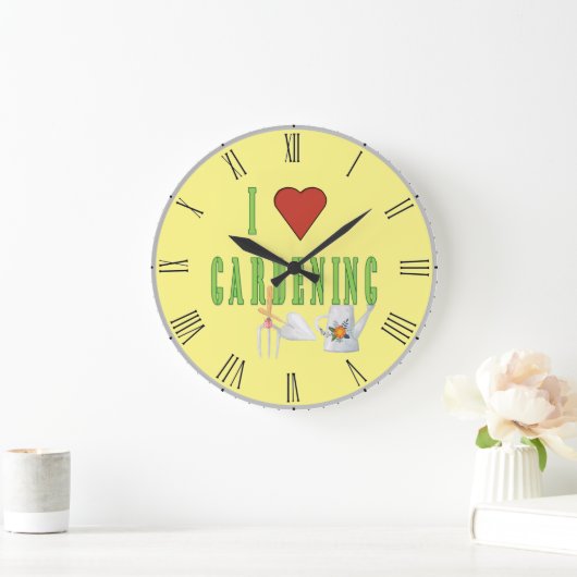 私はガーデニング図解入りの、写真付きの文字 ラージ壁時計 (ホーム)