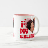 私はガールフレンドが大好カスタムきおもしろい ツートーンマグカップ (正面右)