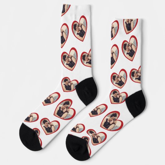 私はガールフレンドのハート型の写真白が大好き ソックス (左)