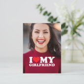 私はガールフレンドの写真パーソナライズされたの記念に大好き ポストカード (スタンド正面)
