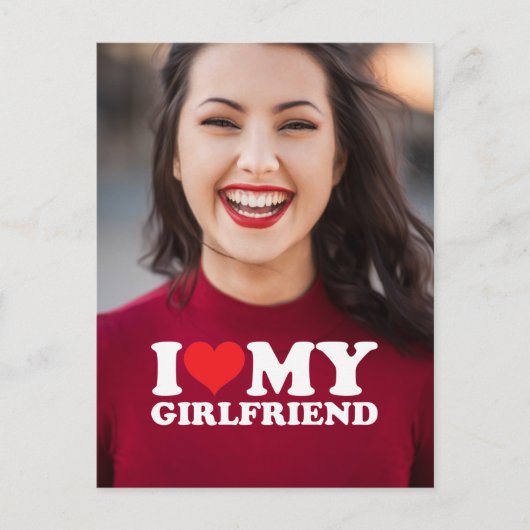 私はガールフレンドの写真パーソナライズされたの記念に大好き ポストカード (正面)