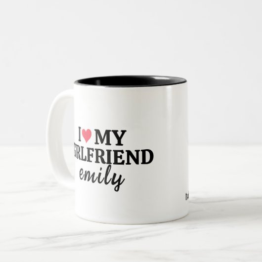 私はガールフレンドの名前を愛カスタムしていおもしろいる ツートーンマグカップ (正面左)