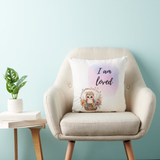 私はキッズルームフクロウ気球が大好き前向き クッション (椅子)