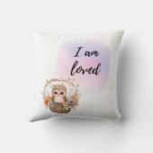 私はキッズルームフクロウ気球が大好き前向き クッション (裏面)