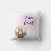 私はキッズルームフクロウ気球が大好き前向き クッション (正面)