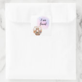 私はキッズルームフクロウ気球が大好き前向き スクエアシール (バッグ)