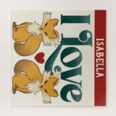 私はキツネかわいいハート ジグソーパズル (横)