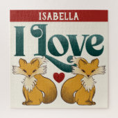 私はキツネかわいいハート ジグソーパズル (縦)