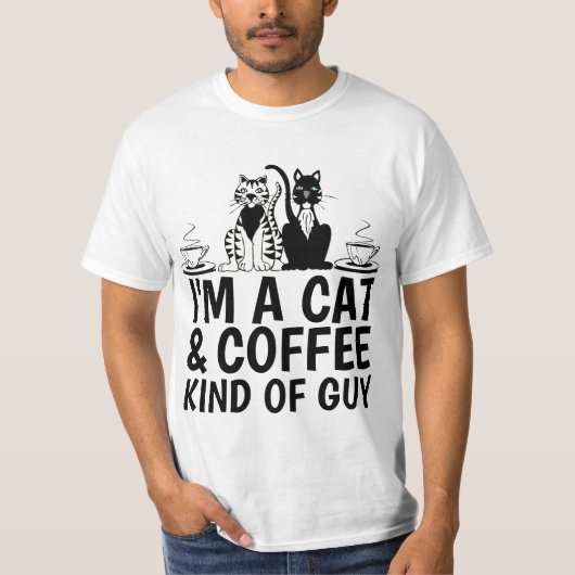 私はキャットでコーヒーっぽい男のTシャツだ Tシャツ (正面)