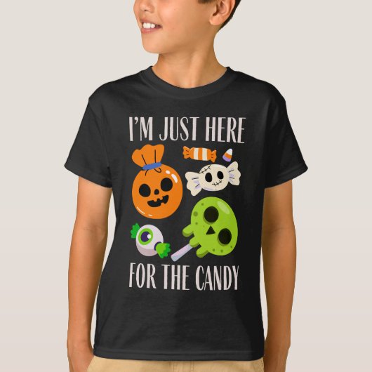 私はキャンディ・ハロウィンのためにちょうどここにおもしろいいる Tシャツ (正面)