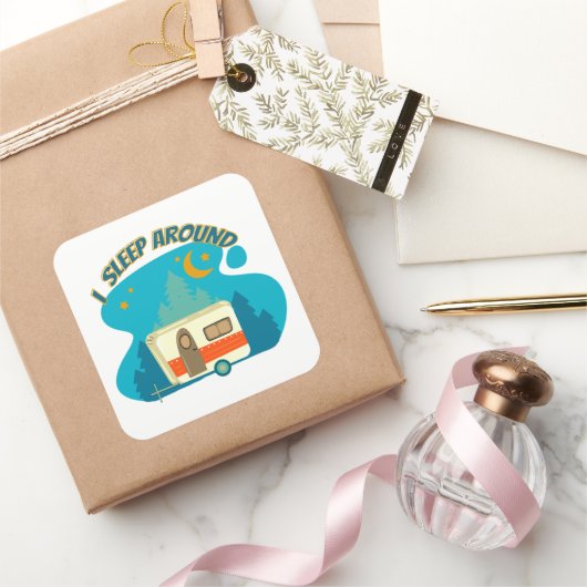 私はキャンパーのまわりにヴァンキャンピングエクスプローラー自然 スクエアシール (ギフト)