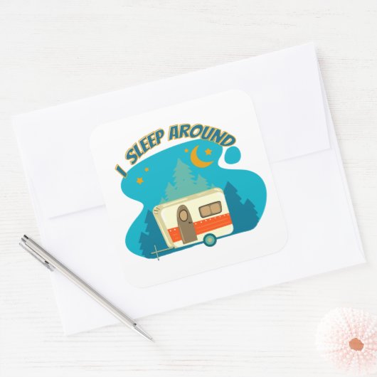 私はキャンパーのまわりにヴァンキャンピングエクスプローラー自然 スクエアシール (封筒)