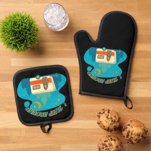 私はキャンパーのまわりにヴァンキャンピングエクスプローラー自然 鍋つかみ&鍋敷きセット (トップダウン)