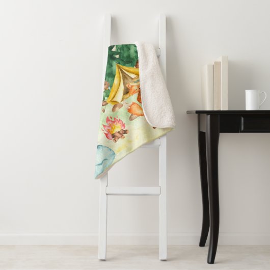 私はキャンピングウッドランドアニマルキッズウォーター色が大好き シェルパブランケット (インサイチュ)