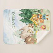 私はキャンピングウッドランドアニマルキッズウォーター色が大好き シェルパブランケット (正面(横))