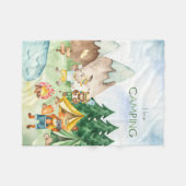 私はキャンピングウッドランドアニマルキッズウォーター色が大好き フリースブランケット (正面(横))