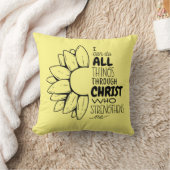 私はキリストのデイジーを通して全てのことを成し遂げる クッション (ブランケット)