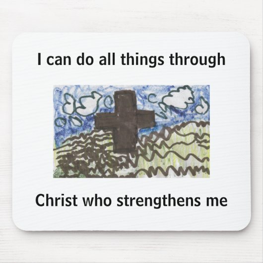 私はキリストのマウスパッドを通してすべての事をしてもいいです マウスパッド (正面)