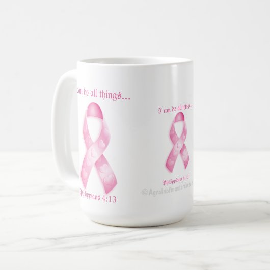 私はキリストの乳癌を通してすべての事をしてもいいです コーヒーマグカップ (正面左)