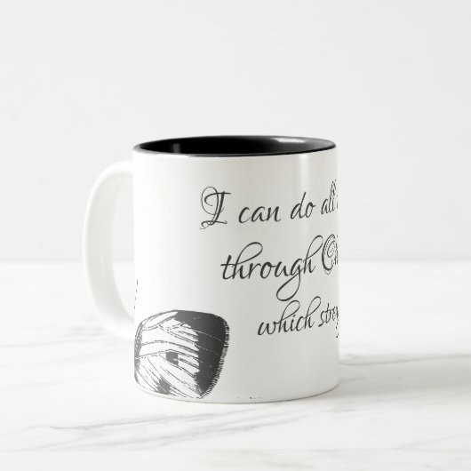 私はキリストを通してすべてのことをすることができる ツートーンマグカップ (正面左)